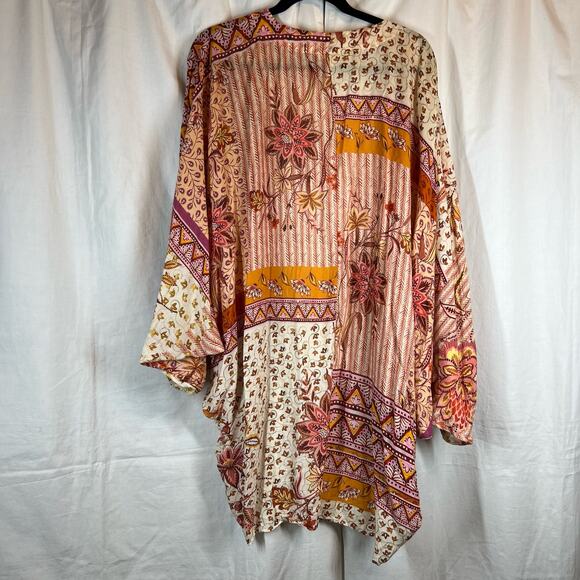 Anthropologie floral boho mixed print patchwork kimono - Picture 2 of 6